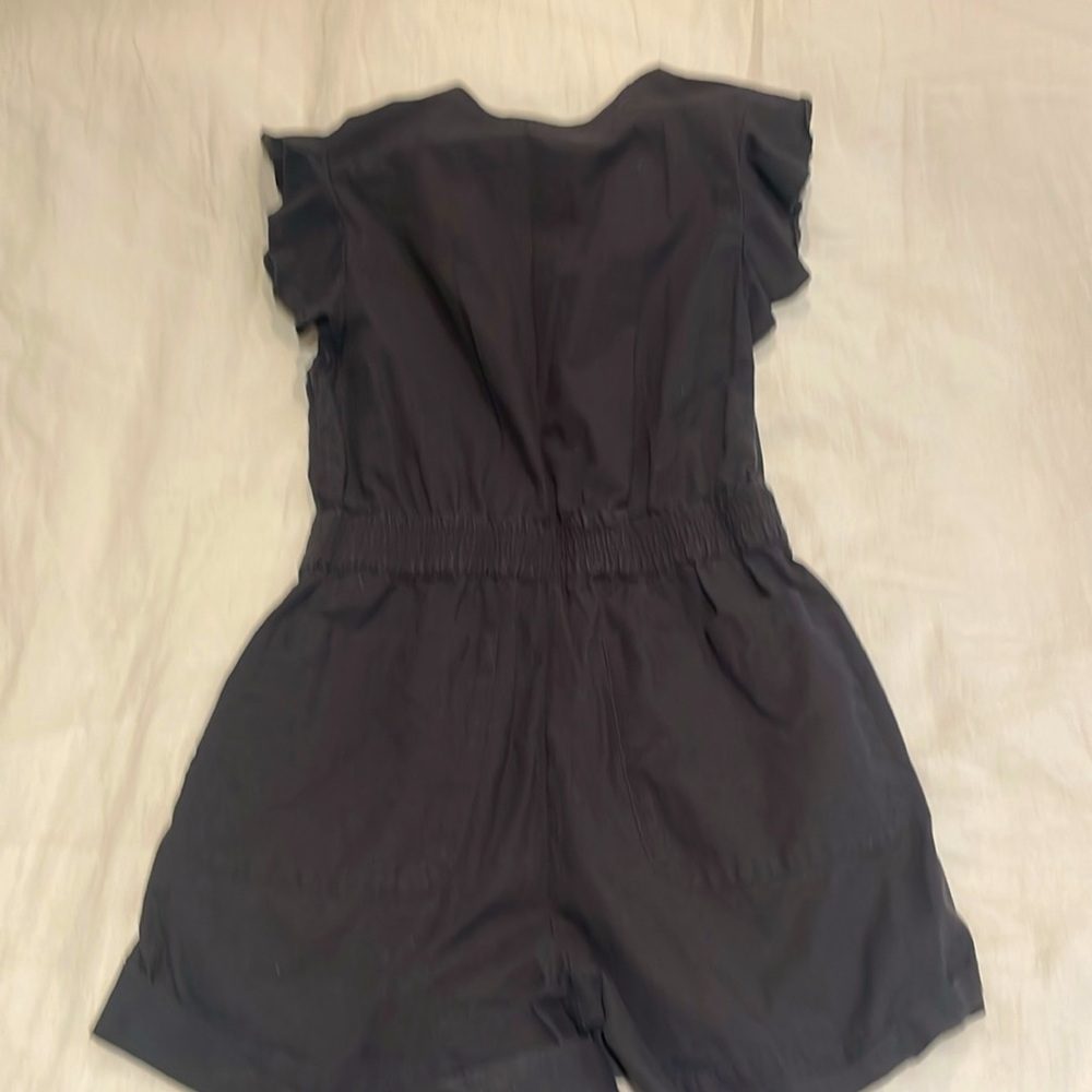 ba&sh Gray Ruffled Jumpsuit with Flutter Sleeves - Picture 2 of 5